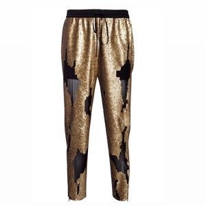 Robert Rodriguez Gold Sequined Track Pants